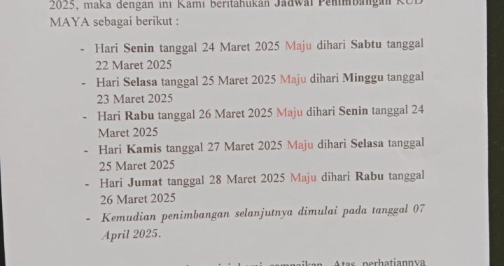 Perubahan Jadwal Timbang